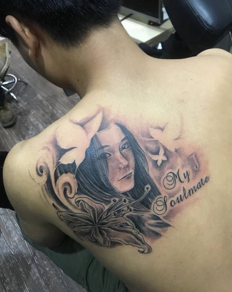 人像纹身图片_背部肩部New School欧美写实纹身图案