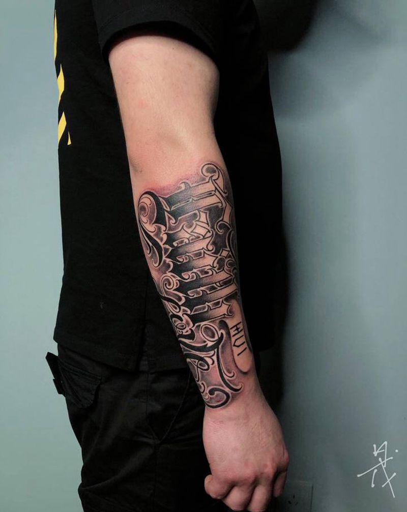 信仰纹身图片_花体字纹身图案