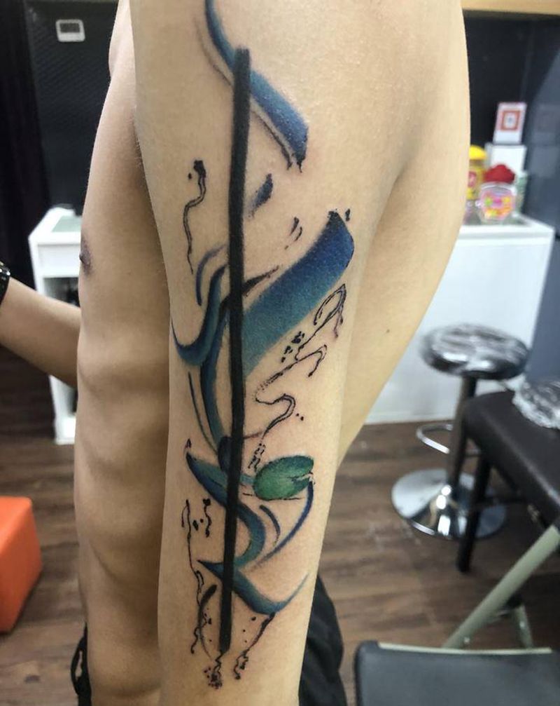 水彩 泼墨 抽象纹身图片_手臂水彩水墨纹身图案