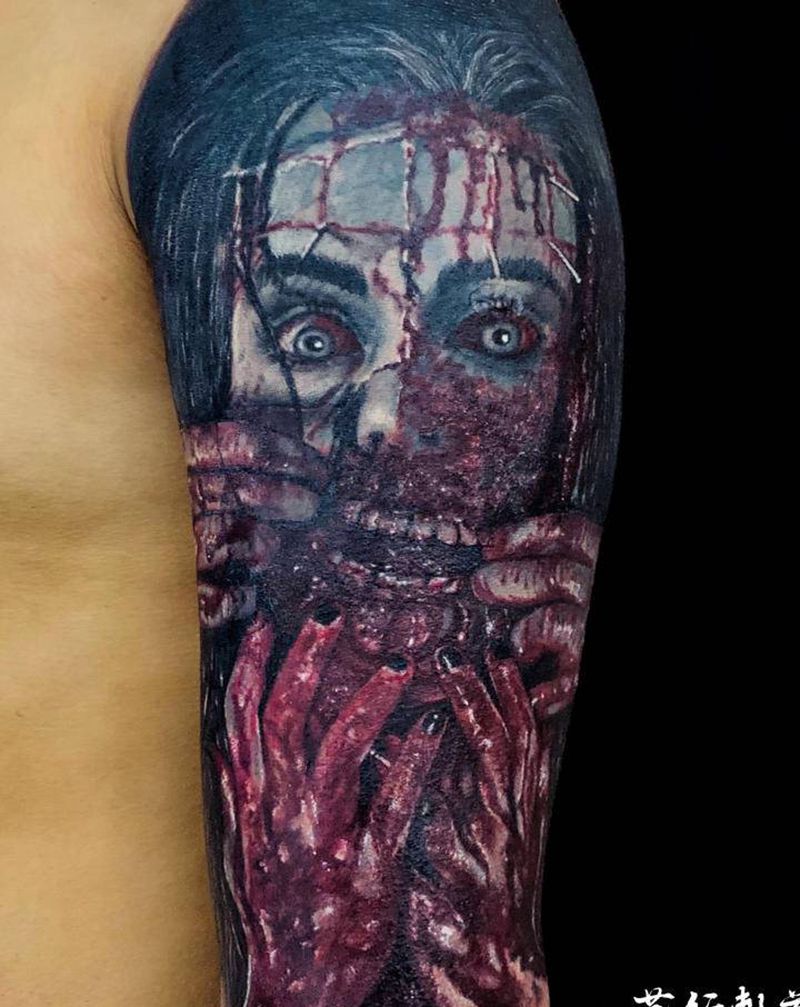 恐怖主义纹身图片_手臂手部欧美写实恐怖丧尸纹身图案