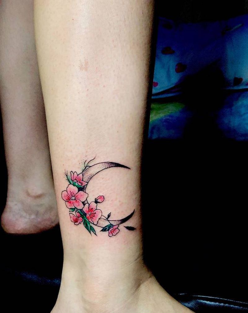 小清新纹身图片_腿部新传统纹身图案