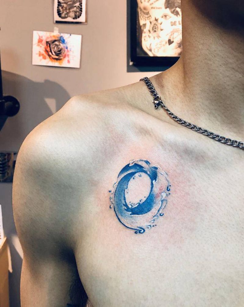 水浪纹身图片_水彩纹身图案