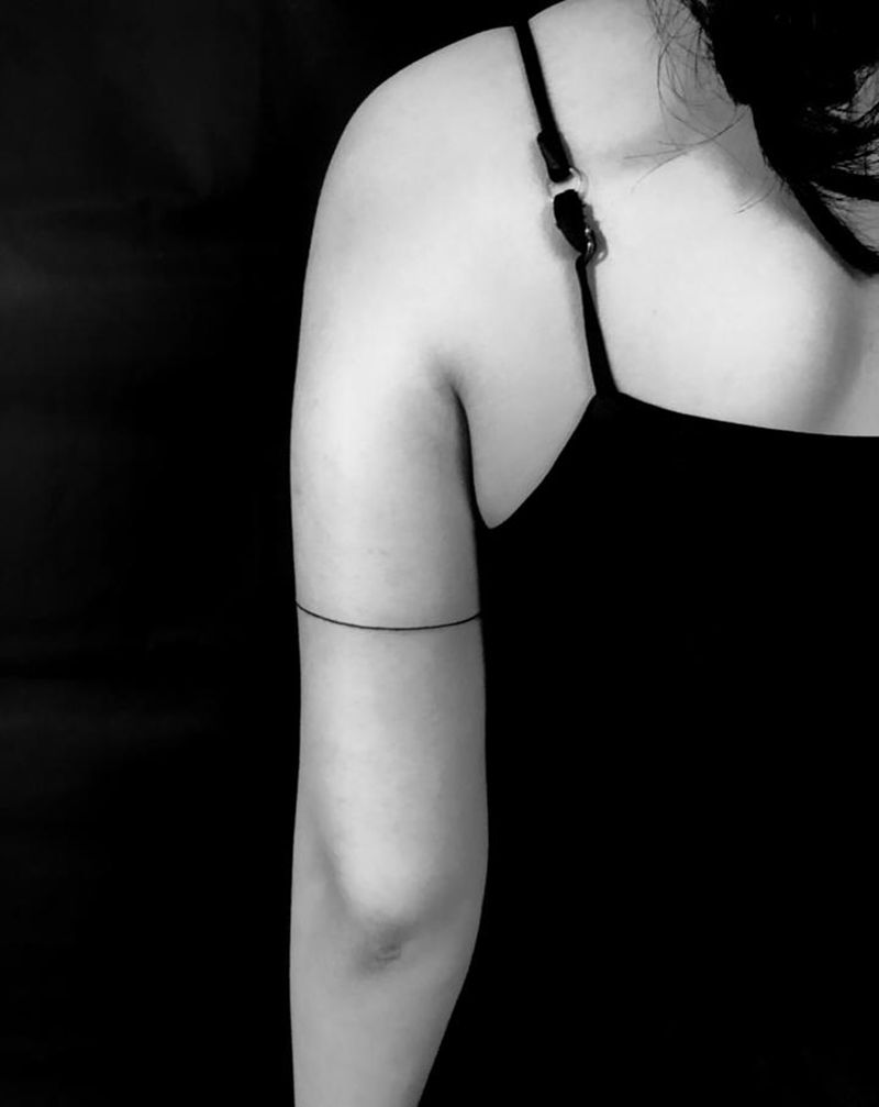 直线纹身图片_手臂几何纹身图案