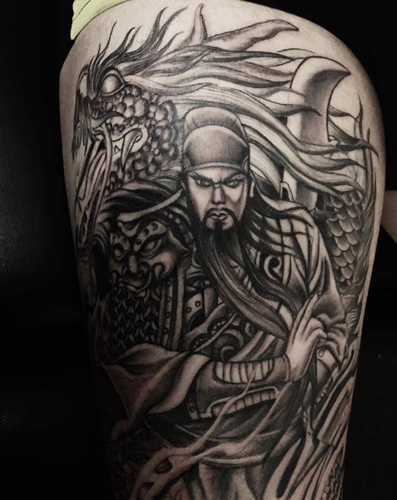 小关纹身图片_腿部老传统纹身图案