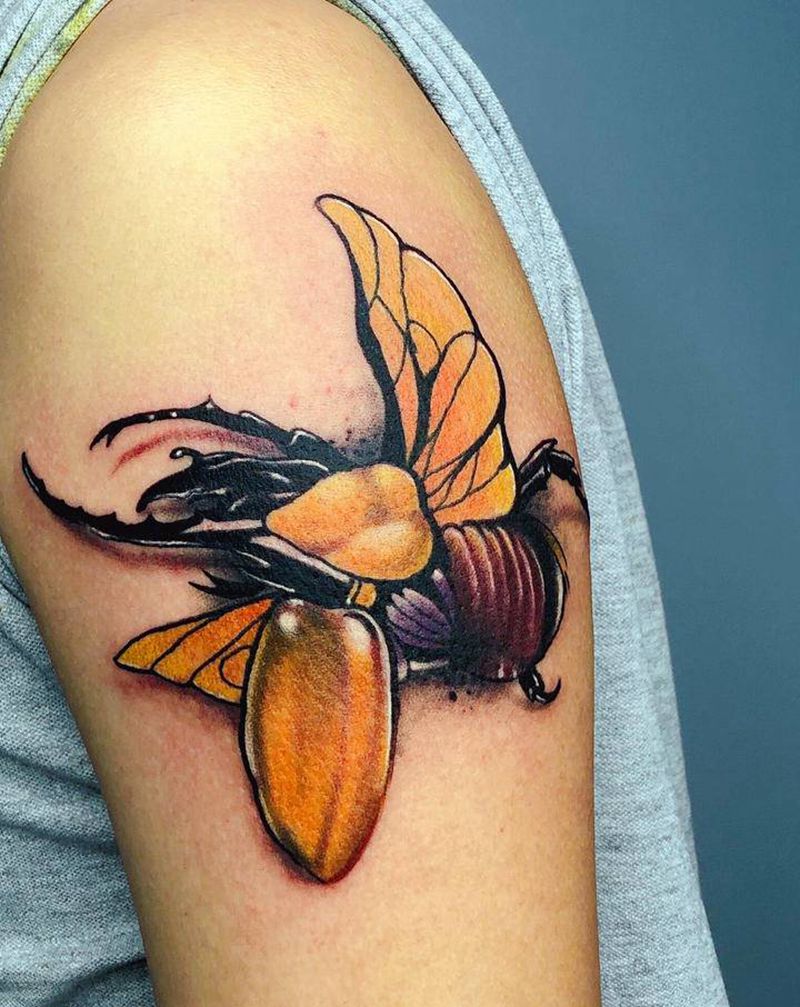 甲虫纹身图片_手臂新传统New School纹身图案