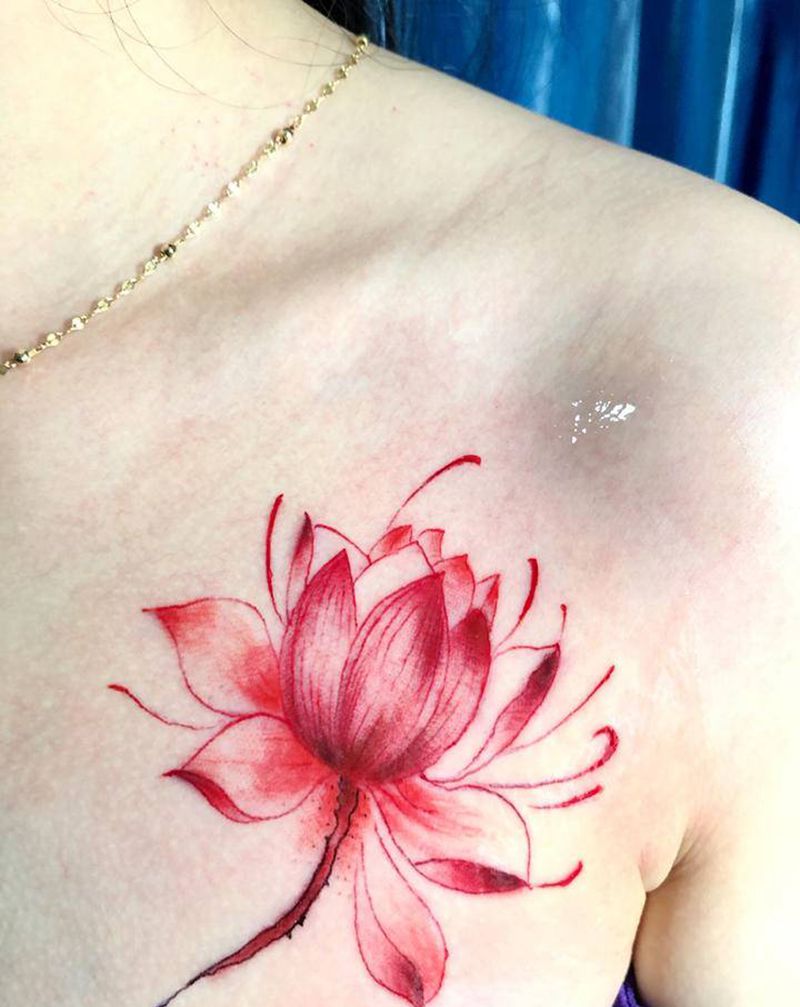 小清新纹身图片_胸部新传统纹身图案