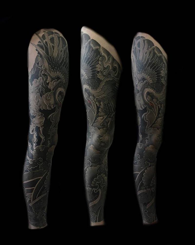18年作品纹身图片_腿部老传统新传统纹身图案