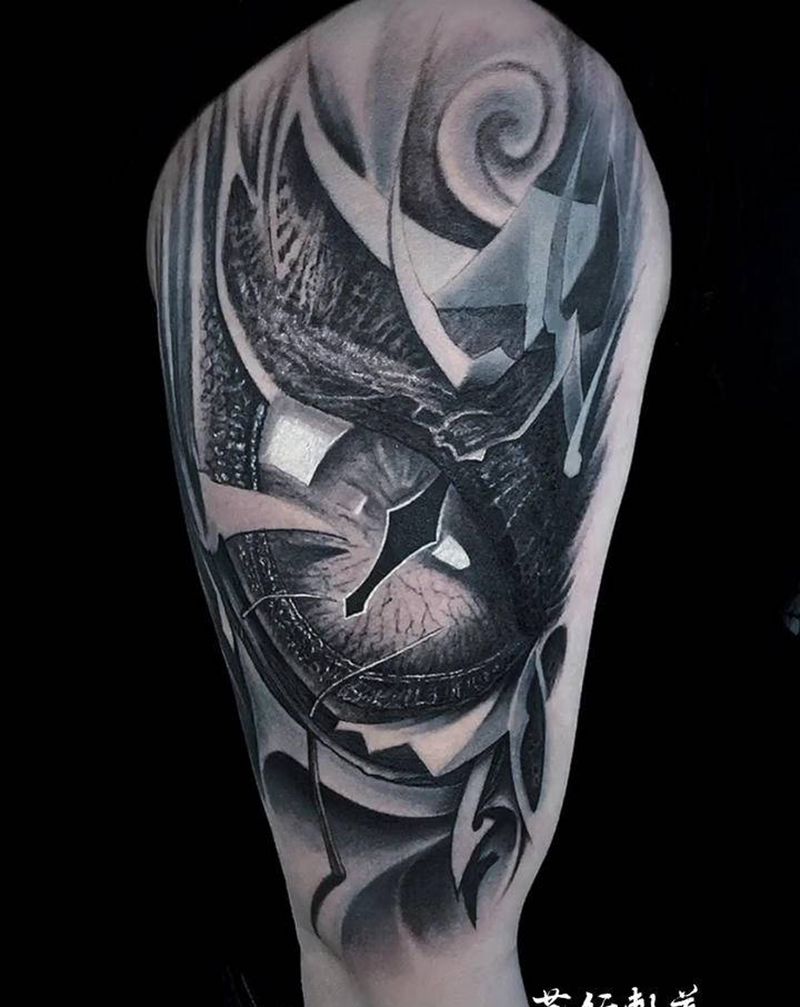 兽眼纹身图片_手部手臂欧美写实几何暗黑眼睛兽眼纹身图案