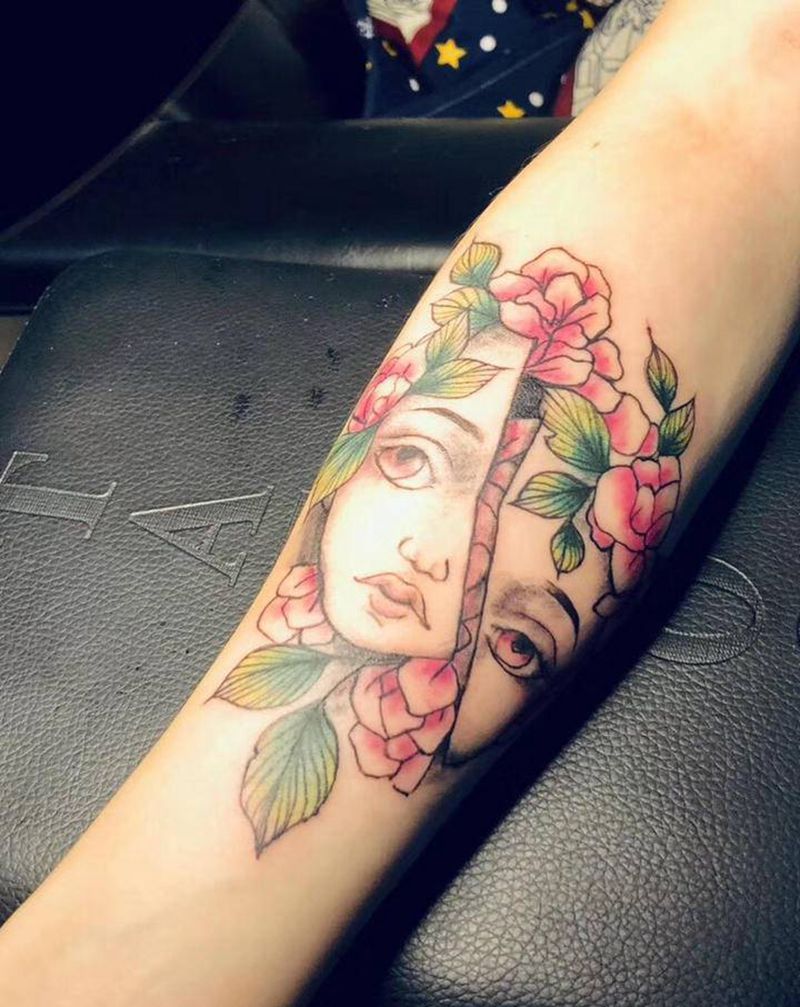 蛊女纹身图片_手部New School水彩女人纹身图案
