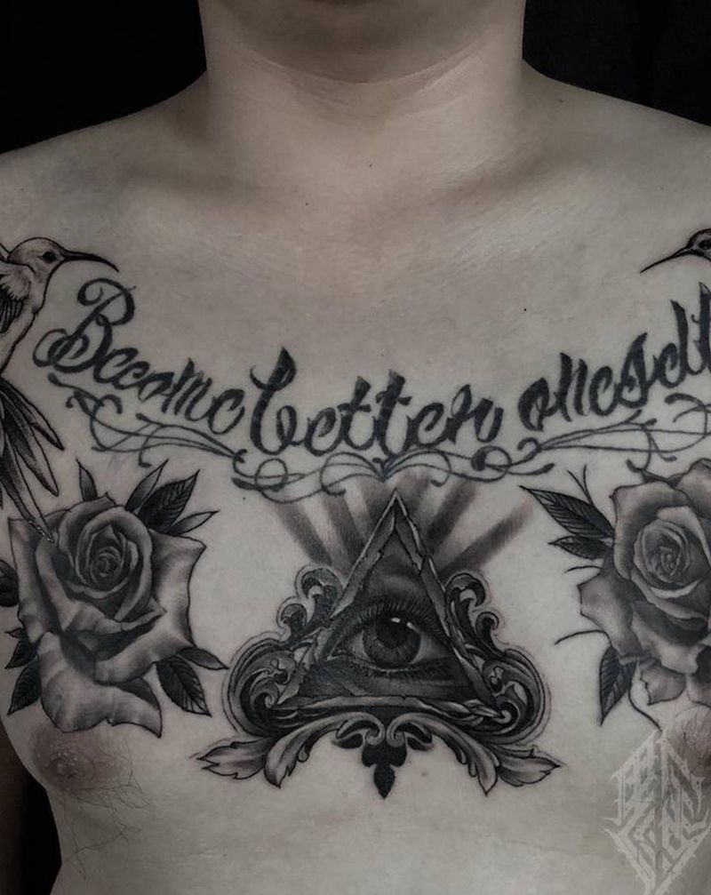 乱花渐欲迷人眼纹身图片_胸部肩部欧美写实纹身图案