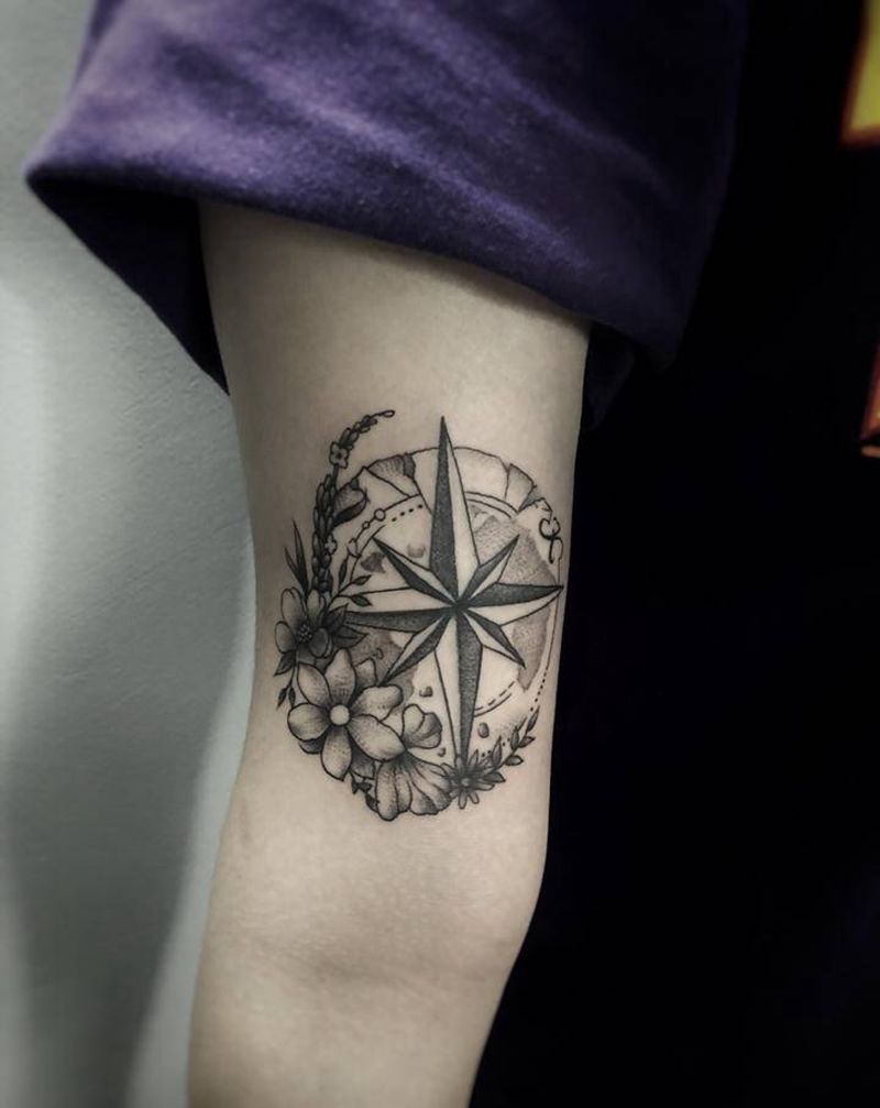 小清新，指南者纹身图片_手臂纹身图案