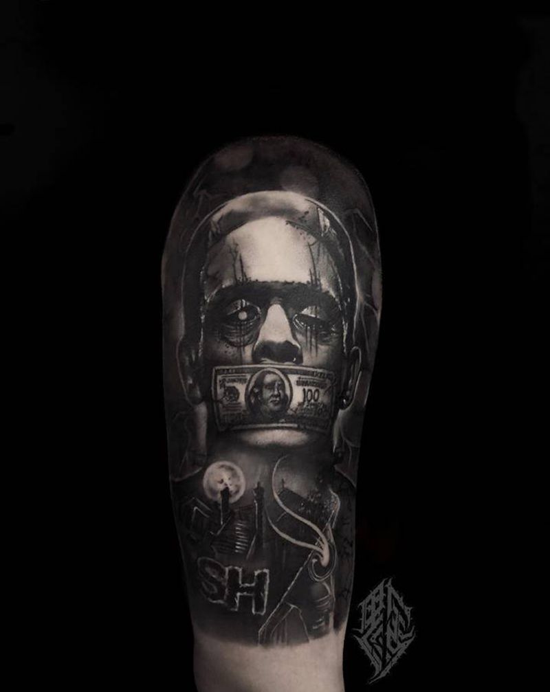 暗黑写实人物纹身图片_手臂欧美写实纹身图案