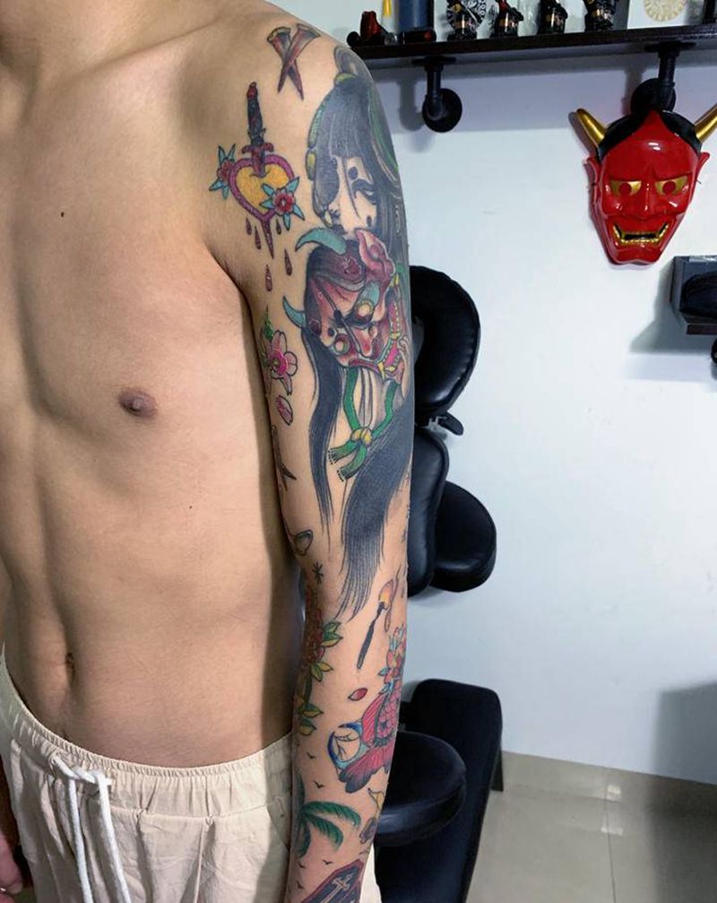 拼接花臂 （恢复中）纹身图片_手臂纹身图案