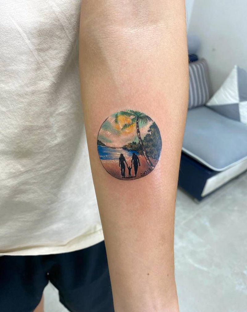 家人纹身图片_手部水彩几何纹身图案