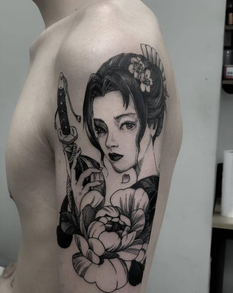 艺妓纹身图片_手臂纹身图案