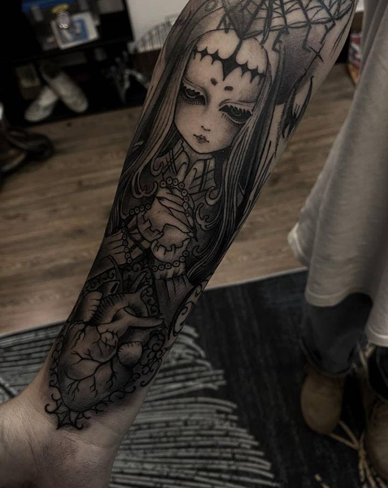 暗黑纹身图片_手部New School暗黑纹身图案