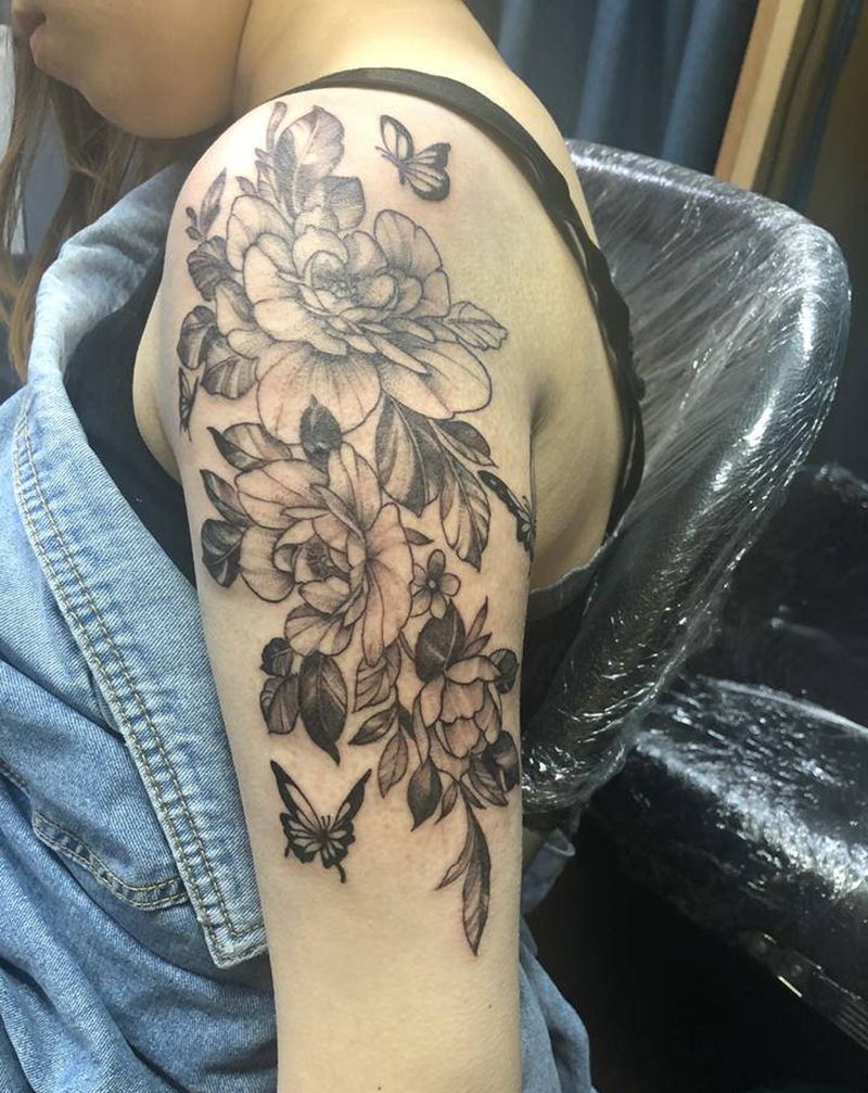 遮盖作品...素花纹身图片_手臂点刺纹身图案