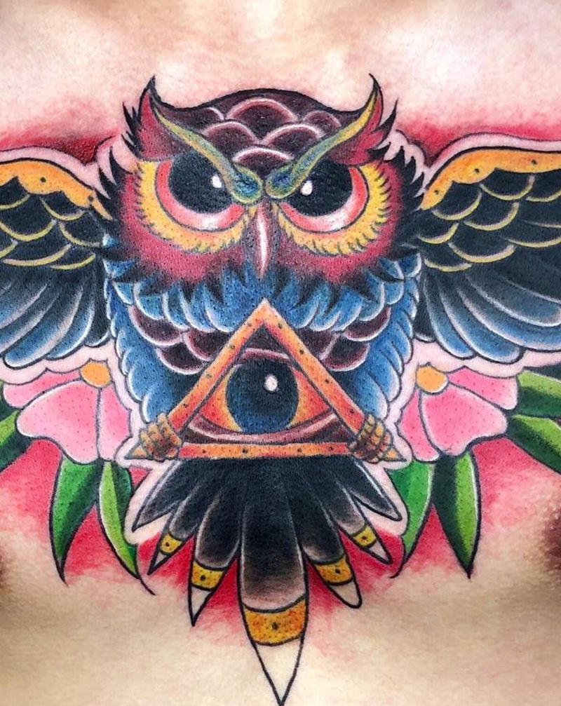 胸口纽斯库纹身图片_胸部New School新传统纹身图案