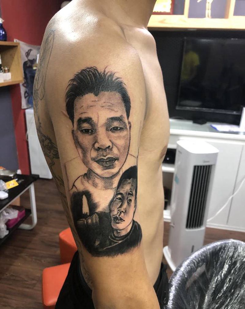 纪念肖像编纹身图片_手臂肖像写实纹身图案