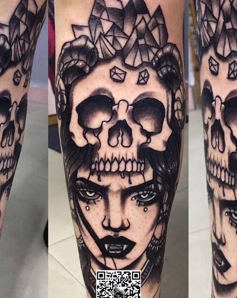 暗黑系纹身图片_脚部欧美写实纹身图案