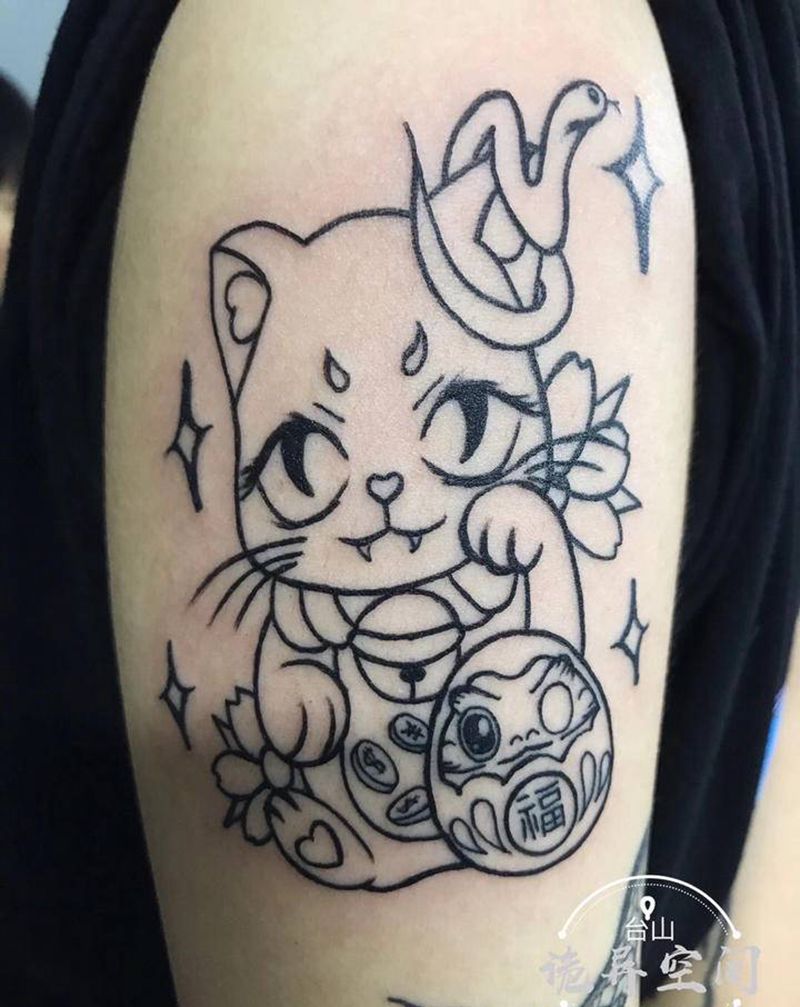 线条纹身图片_手臂老传统纹身图案