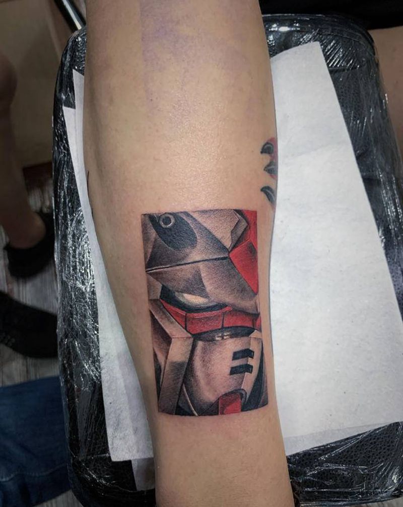 高达纹身图片_手臂手部几何New School动漫纹身图案