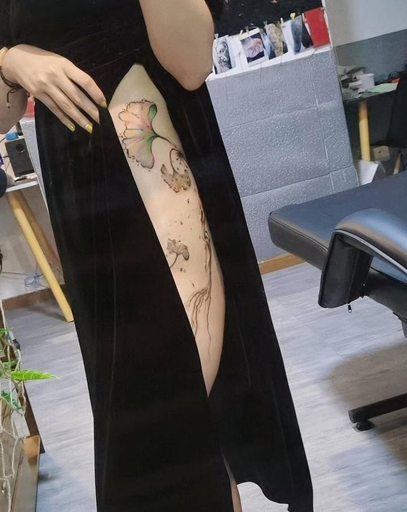 水彩纹身图片_腰部臀部水彩纹身图案