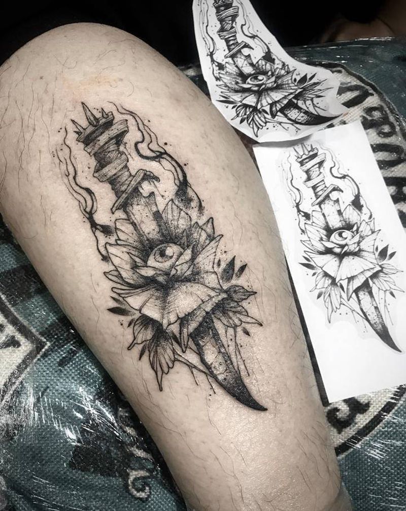 客人自带图纹身图片_腿部纹身图案