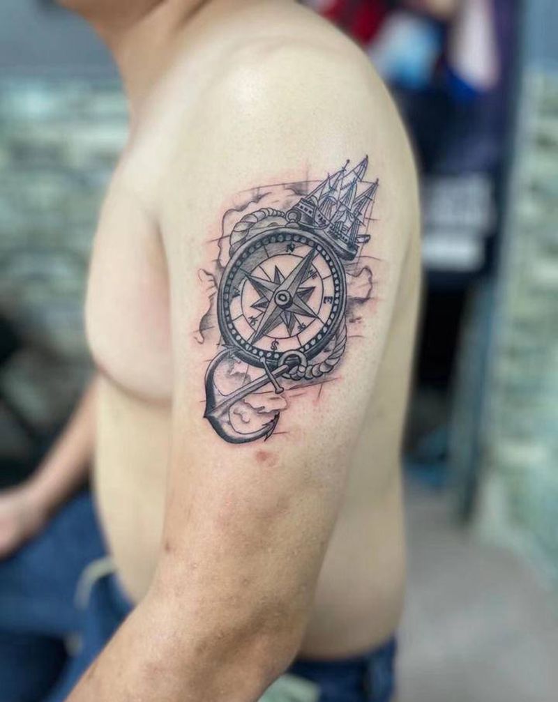 航海纹身图片_手臂欧美写实纹身图案