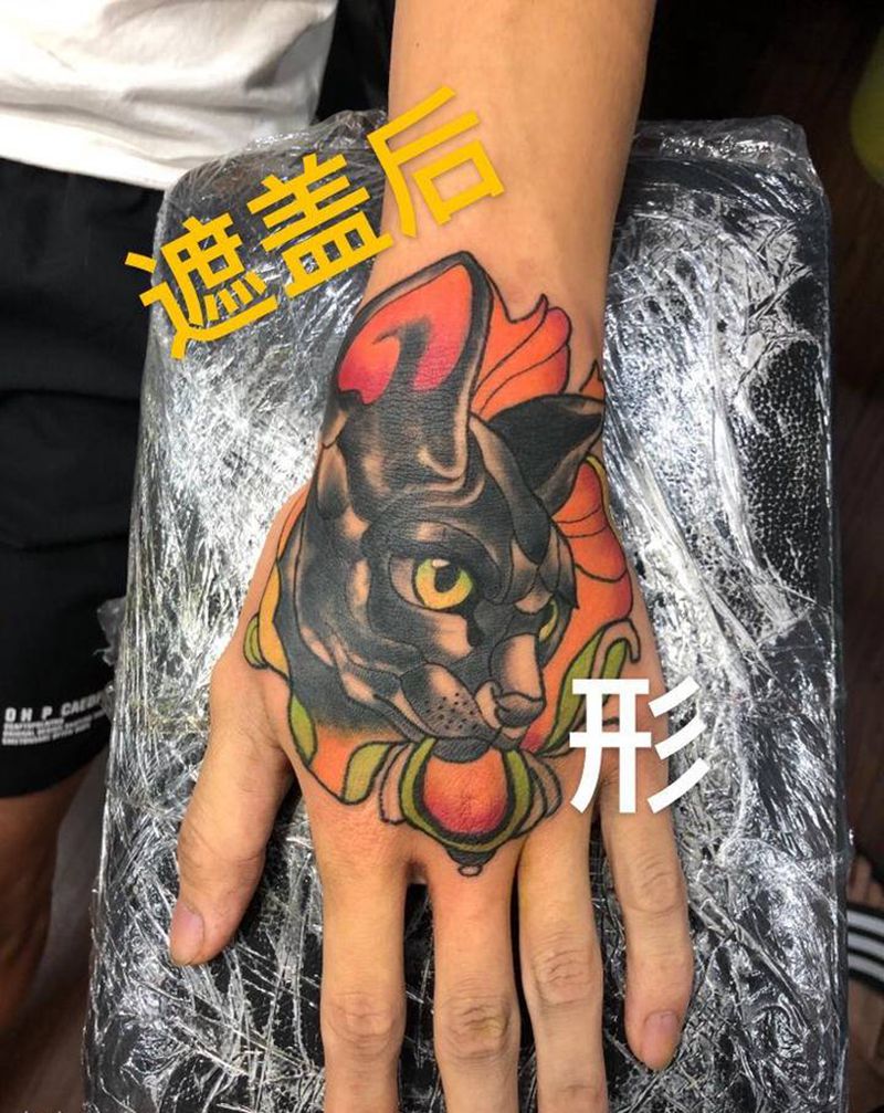 手背遮盖纹身图片_手部New School纹身图案