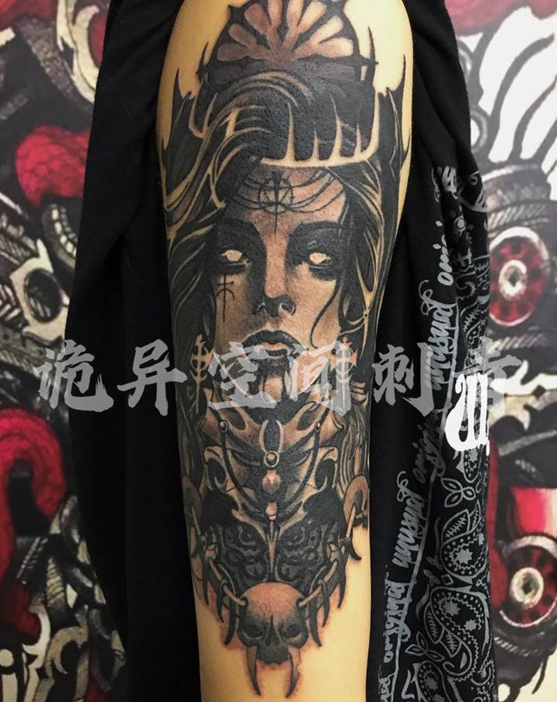 暗黑纹身图片_手臂欧美写实纹身图案