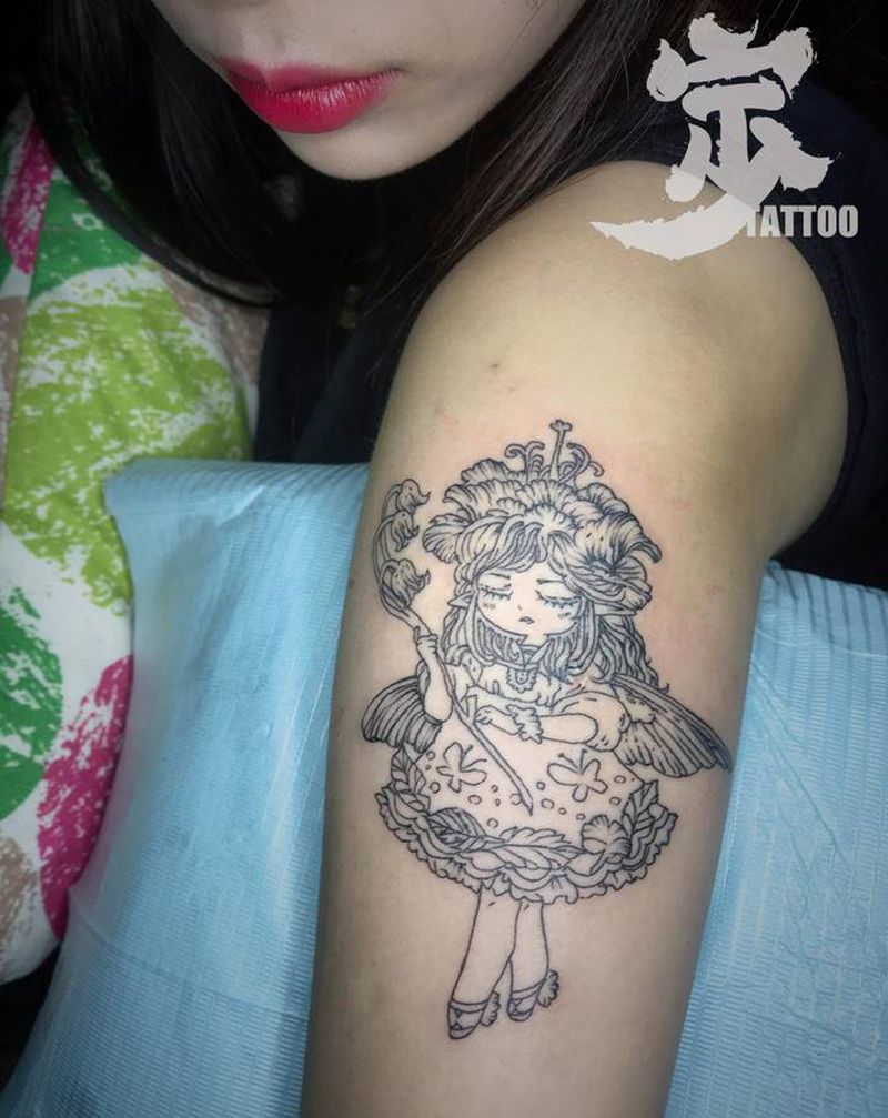 小仙女纹身图片_手臂New School点刺纹身图案