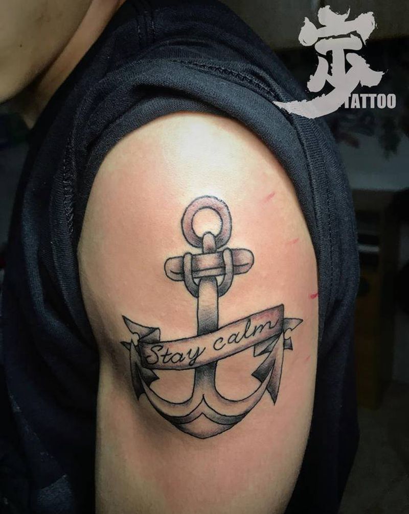 船锚⚓纹身图片_手臂New School欧美写实船锚纹身图案