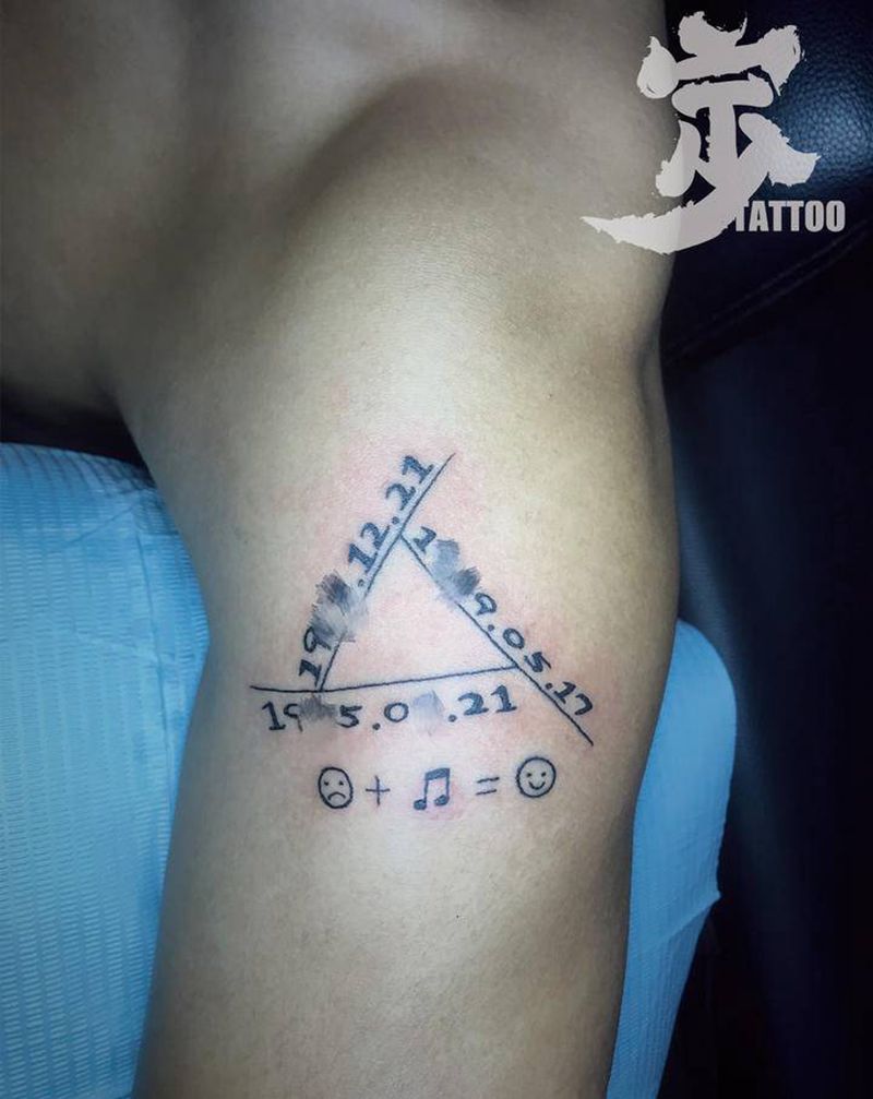 神秘的日期纹身图片_手臂几何纹身图案