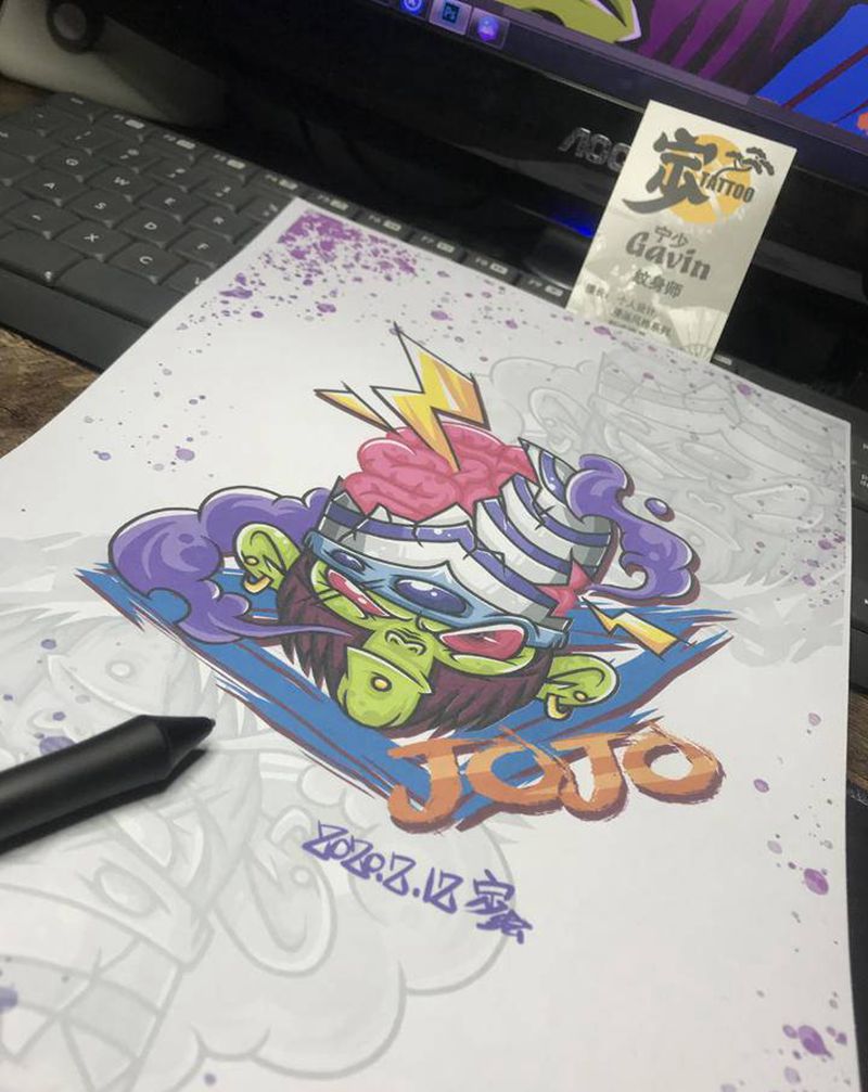 魔人JOJO纹身图片_手臂腿部New School飞天小女警JOJO纹身图案