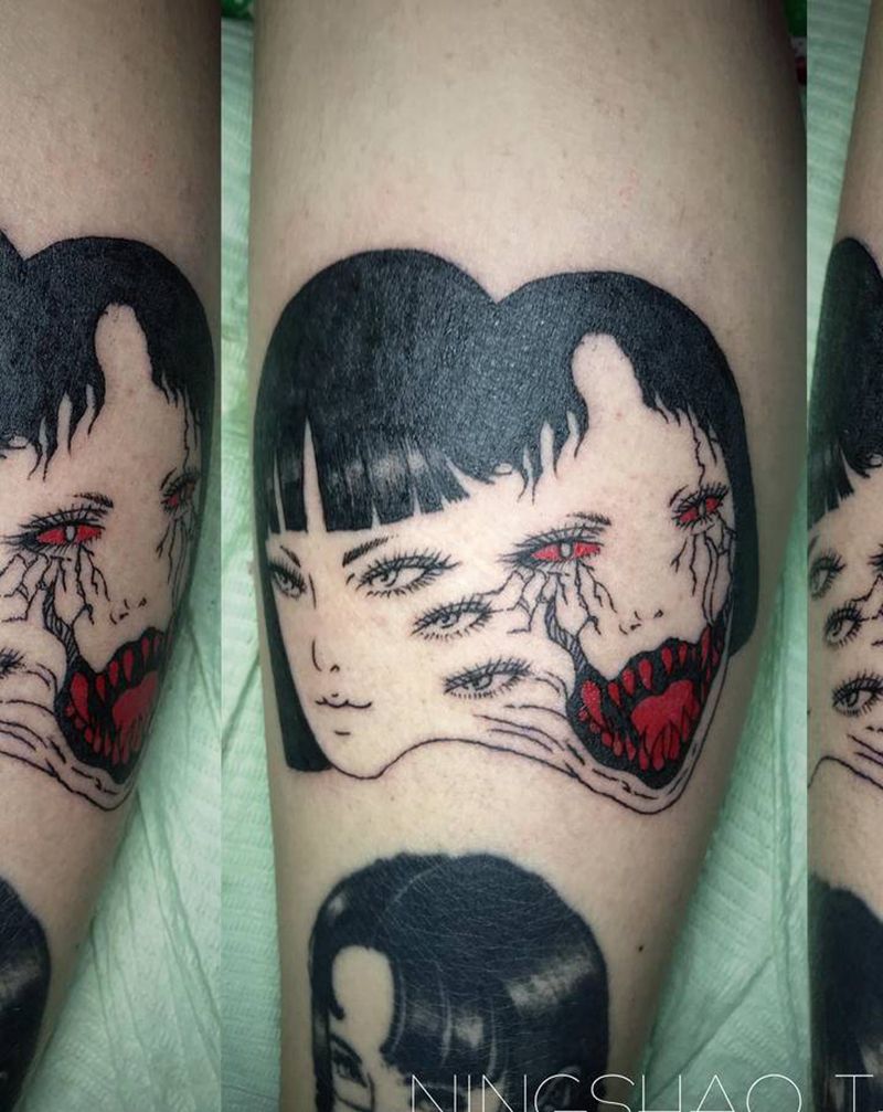 富江纹身图片_腿部点刺New School富江纹身图案