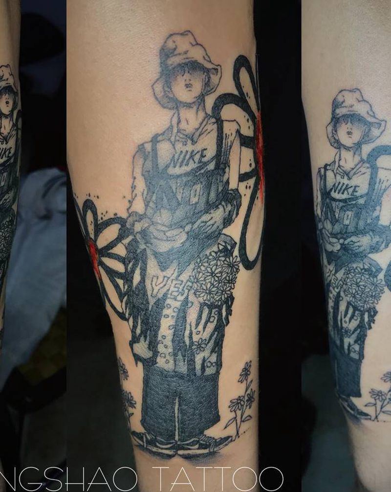 GD插画纹身图片_手臂New School点刺纹身图案