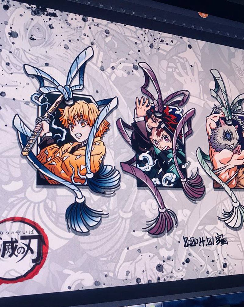 鬼灭三友纹身图片_手臂腿部New School新传统鬼灭动漫纹身图案