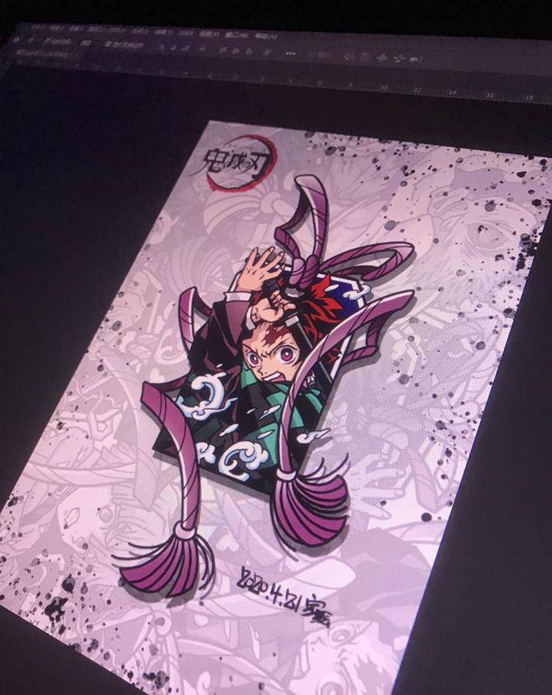 鬼灭+碳治郎纹身图片_手臂腿部New School新传统动漫鬼灭纹身图案