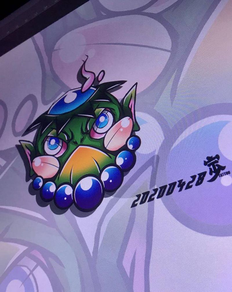 Newschool河童纹身图片_手臂腿部New School河童鬼神纹身图案