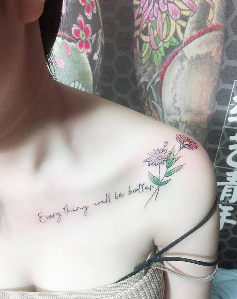 小清新纹身图片_肩部新传统纹身图案