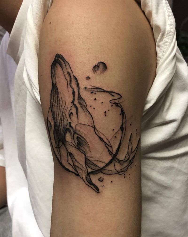 鲸鱼纹身图片_点刺纹身图案