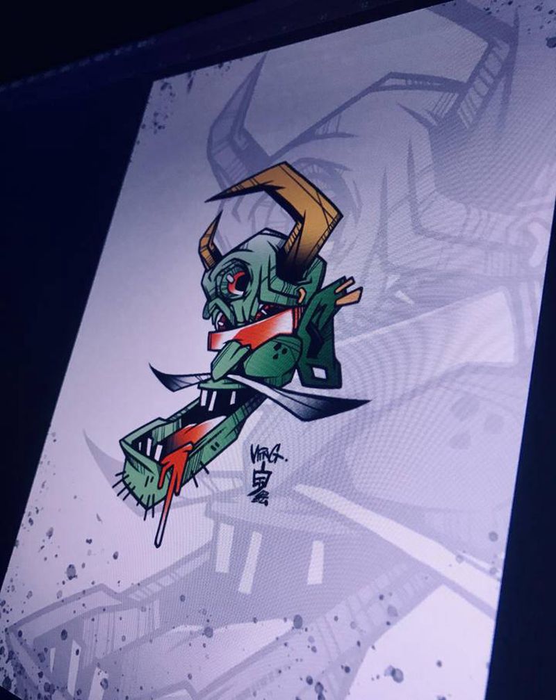 鬼头纹身图片_手臂腿部New School纹身图案