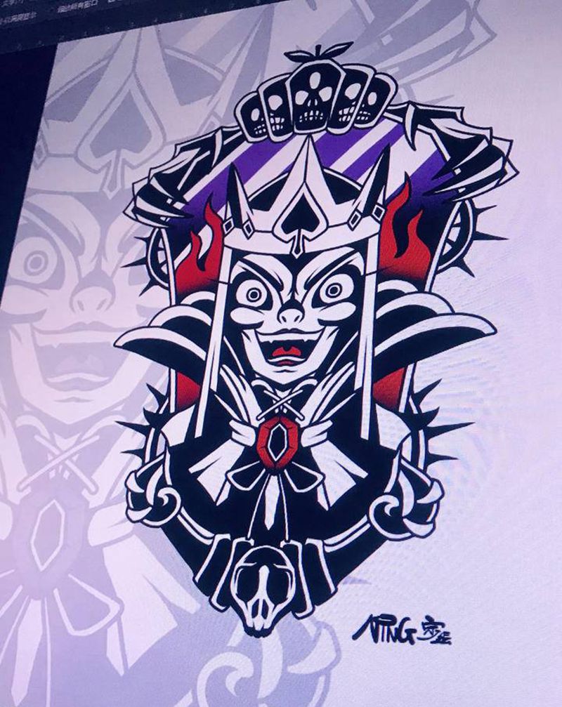 魔镜+坏王后纹身图片_手臂腿部New School纹身图案