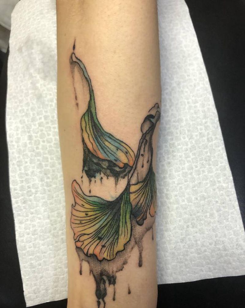 秋.纹身图片_手臂水墨水彩纹身图案