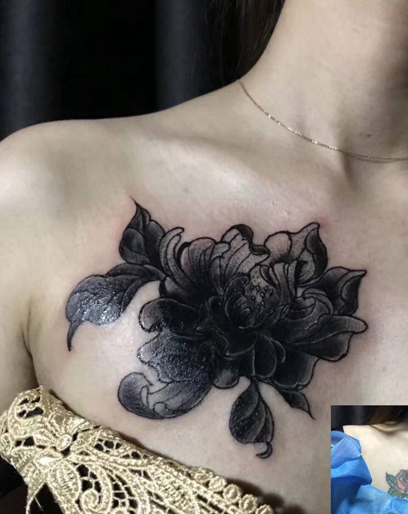 遮盖作品纹身图片_胸部纹身图案