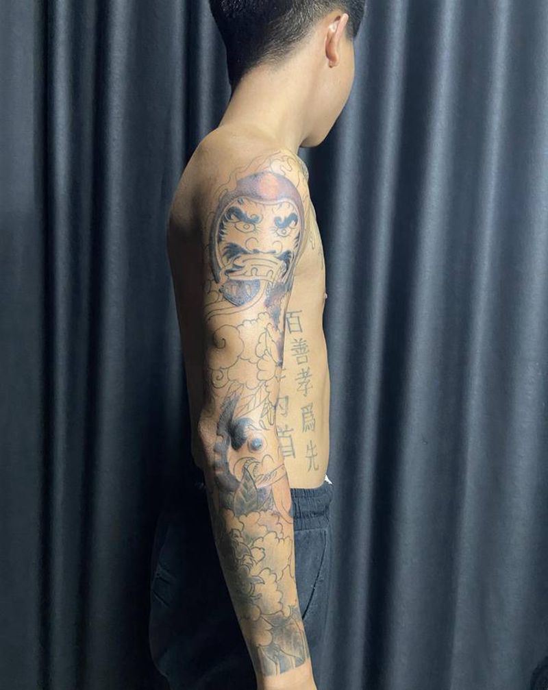 花臂上色未完待续..纹身图片_手臂纹身图案