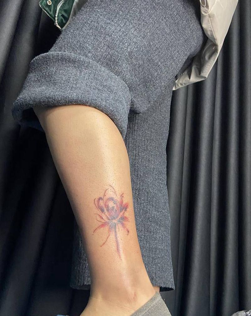 彼岸花纹身图片_腿部纹身图案