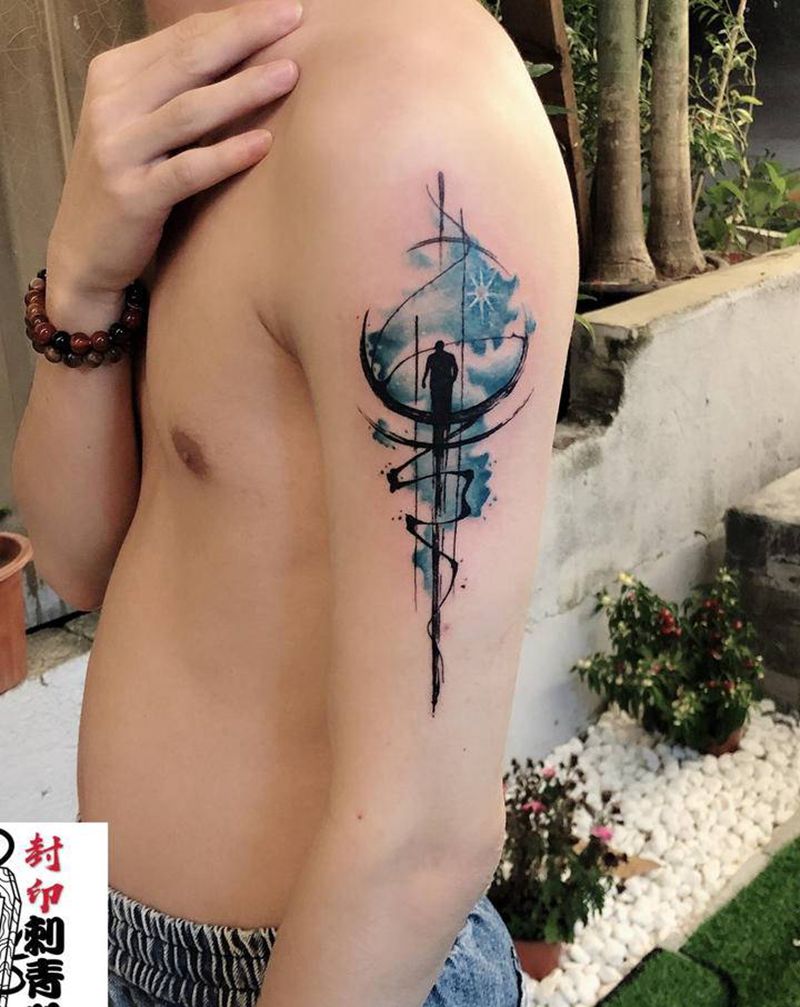 水彩纹身图片_肩部水彩纹身图案