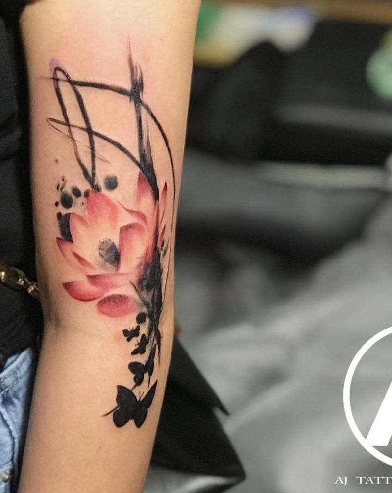 水墨遮盖纹身图片_手臂水墨纹身图案